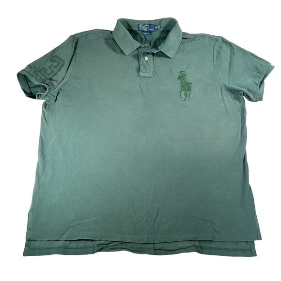 Big Pony Polo by Ralph Lauren Shirt Men's XXL CUSTOM Fit Embroidered 3 On Sleeve - Picture 1 of 12
